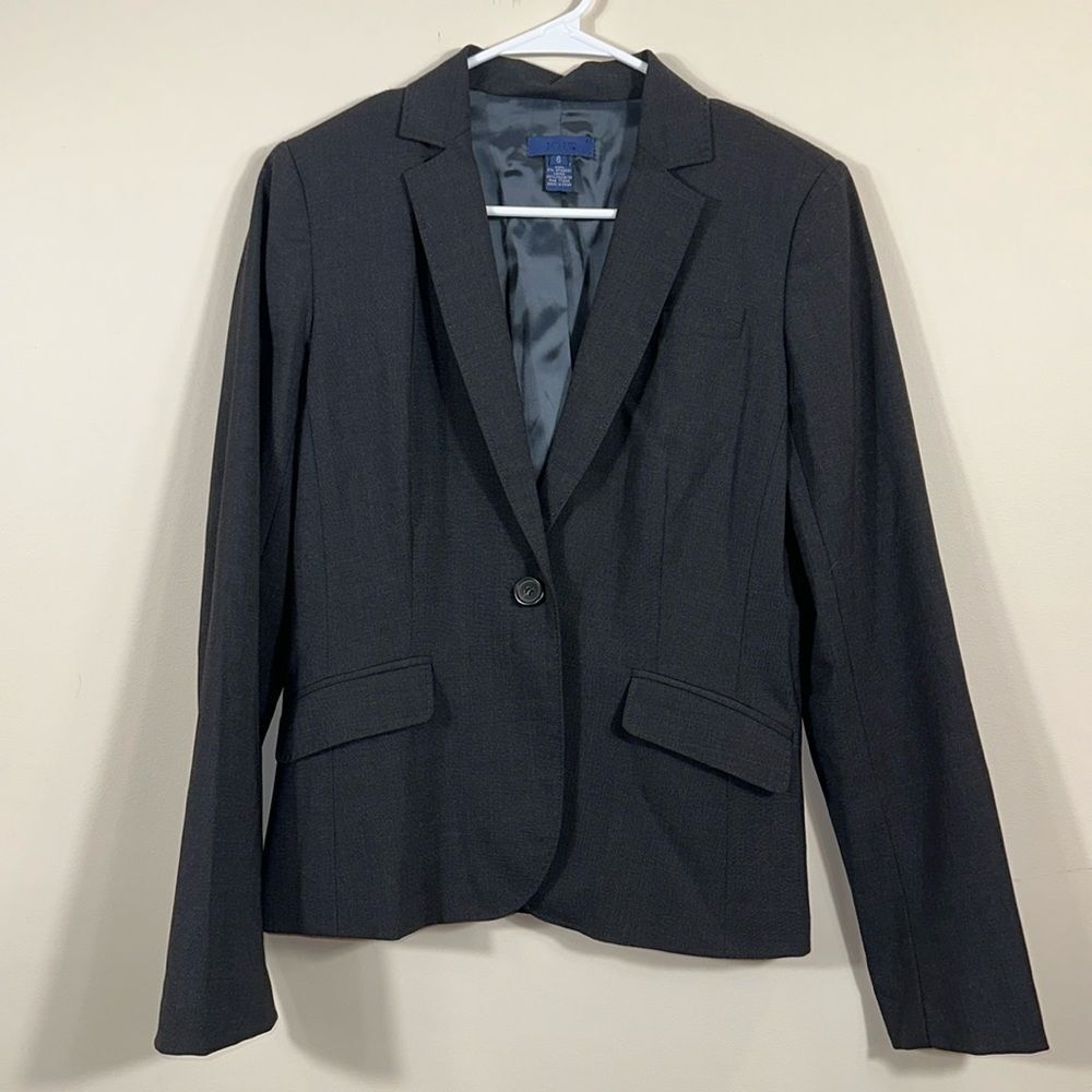 J Crew Virgin Wool Blend Heather Gray Jacket Blazer Size 6